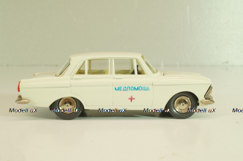 Москвич-412 А2, Медпомощь, белый, капот 2 зажима, Тантал/Радон 1:43
