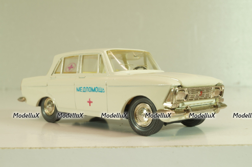 Москвич-412 А2, Медпомощь, белый, капот 2 зажима, Тантал/Радон 1:43