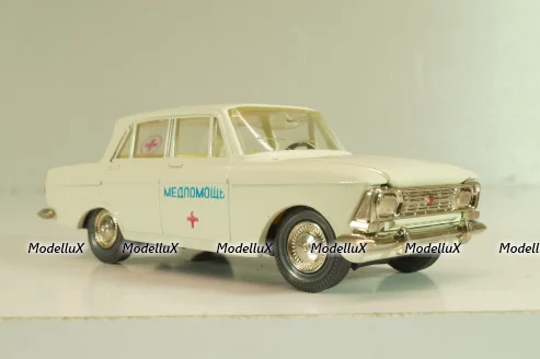 Москвич-412 А2, Медпомощь, белый, капот 2 зажима, Тантал/Радон 1:43