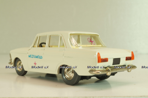 Москвич-412 А2, Медпомощь, белый, капот 2 зажима, Тантал/Радон 1:43