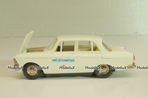 Москвич-412 А2, Медпомощь, белый, капот 2 зажима, Тантал/Радон 1:43