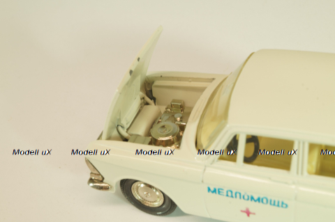 Москвич-412 А2, Медпомощь, белый, капот 2 зажима, Тантал/Радон 1:43