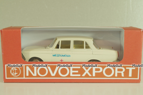 Москвич-412 А2, Медпомощь, белый, капот 2 зажима, Тантал/Радон 1:43
