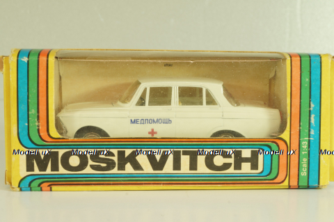 Москвич-412 А2, Медпомощь, февраль 1985г., кремовый, Тантал/Радон 1:43