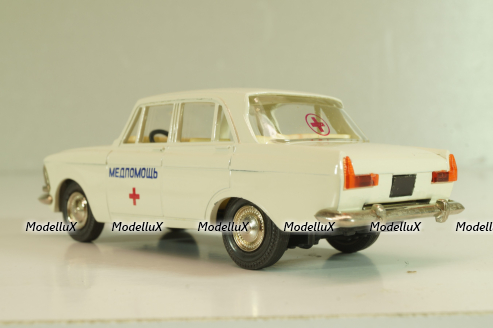 Москвич-412 А2, Медпомощь, февраль 1985г., кремовый, Тантал/Радон 1:43