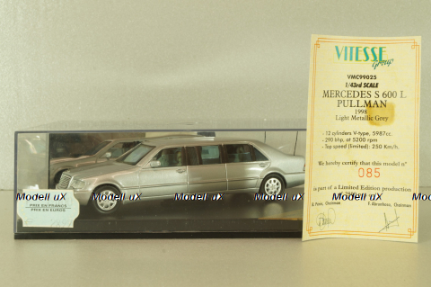 Mercedes-Benz S 600 (W140) Pullmann 1999, silver, VMC99025, Vitesse 1:43