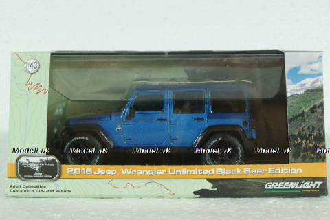 Jeep Wrangler Unlimited Black Bear Edition 2016, blue, Greenlight 1:43