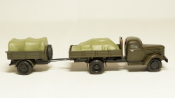 Зис 150 борт с грузом + прицеп с грузом, темный, Herpa 1:87 