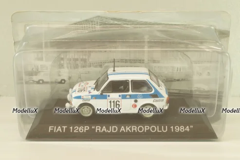 Fiat 126P #116 Rally Acropolis 1984 (Polski Fiat),  white, Kultowe Maluchy #2, Hachette 1:43