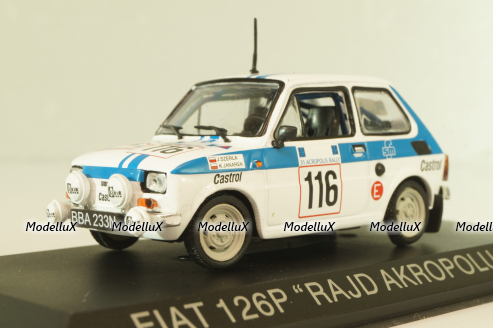 Fiat 126P #116 Rally Acropolis 1984 (Polski Fiat),  white, Kultowe Maluchy #2, Hachette 1:43