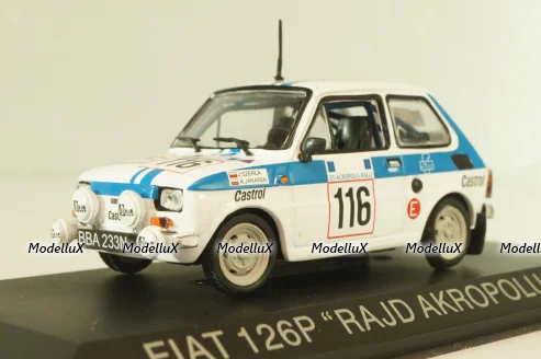 Fiat 126P #116 Rally Acropolis 1984 (Polski Fiat),  white, Kultowe Maluchy #2, Hachette 1:43