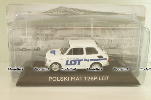 Fiat 126P LOT Polish Airlines 1977, (Polski Fiat),  white, Kultowe Maluchy #7, Hachette 1:43