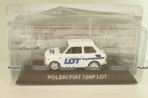 Fiat 126P LOT Polish Airlines 1977, (Polski Fiat),  white, Kultowe Maluchy #7, Hachette 1:43