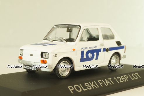 Fiat 126P LOT Polish Airlines 1977, (Polski Fiat),  white, Kultowe Maluchy #7, Hachette 1:43
