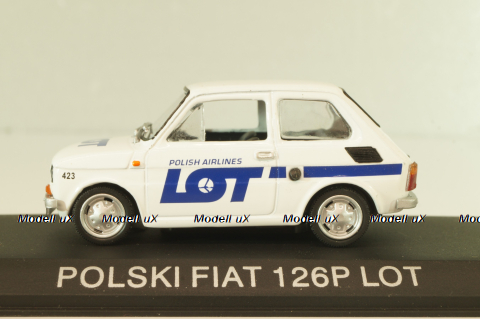 Fiat 126P LOT Polish Airlines 1977, (Polski Fiat),  white, Kultowe Maluchy #7, Hachette 1:43