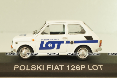 Fiat 126P LOT Polish Airlines 1977, (Polski Fiat),  white, Kultowe Maluchy #7, Hachette 1:43