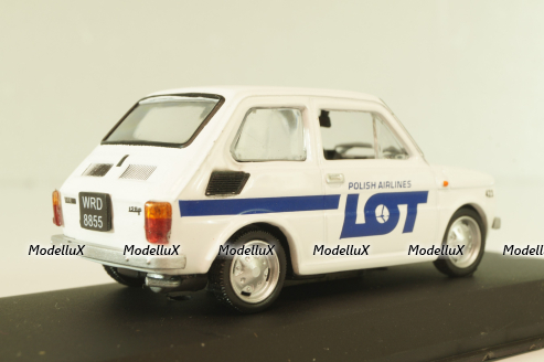 Fiat 126P LOT Polish Airlines 1977, (Polski Fiat),  white, Kultowe Maluchy #7, Hachette 1:43