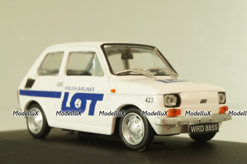 Fiat 126P LOT Polish Airlines 1977, (Polski Fiat),  white, Kultowe Maluchy #7, Hachette 1:43