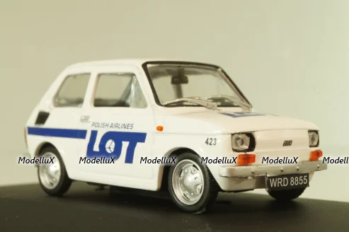 Fiat 126P LOT Polish Airlines 1977, (Polski Fiat),  white, Kultowe Maluchy #7, Hachette 1:43