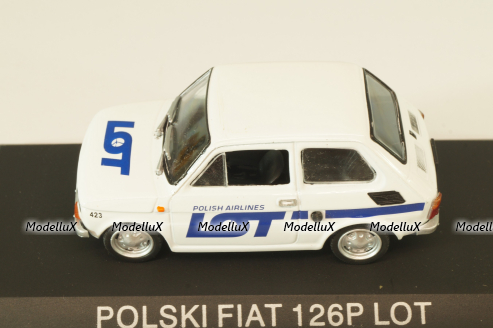Fiat 126P LOT Polish Airlines 1977, (Polski Fiat),  white, Kultowe Maluchy #7, Hachette 1:43