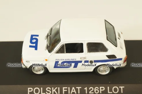 Fiat 126P LOT Polish Airlines 1977, (Polski Fiat),  white, Kultowe Maluchy #7, Hachette 1:43