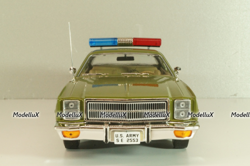 Plymouth Fury Army Police 1978, from move A-Team, green, 19053, Greenlight 1:18