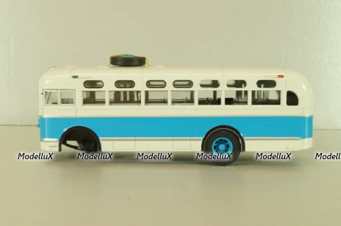 Зис-155 автобус, белый/синий, Наши Автобусы №19, Modimio 1:43 На Запчасти!