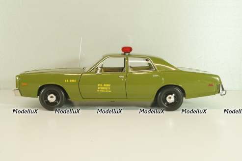 Plymouth Fury Army Police 1978, from move A-Team, green, 19053, Greenlight 1:18