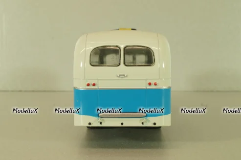 Зис-155 автобус, белый/синий, Наши Автобусы №19, Modimio 1:43 На Запчасти!