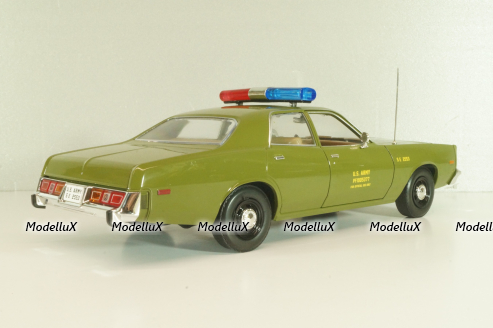 Plymouth Fury Army Police 1978, from move A-Team, green, 19053, Greenlight 1:18