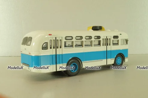 Зис-155 автобус, белый/синий, Наши Автобусы №19, Modimio 1:43 На Запчасти!
