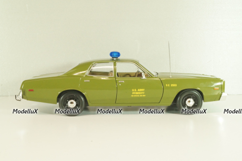 Plymouth Fury Army Police 1978, from move A-Team, green, 19053, Greenlight 1:18