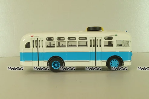Зис-155 автобус, белый/синий, Наши Автобусы №19, Modimio 1:43 На Запчасти!
