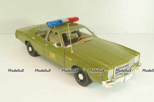 Plymouth Fury Army Police 1978, from move A-Team, green, 19053, Greenlight 1:18
