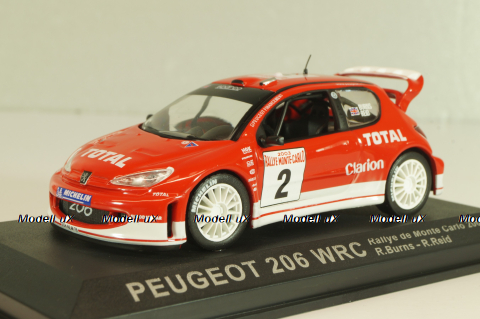 Peugeot 206 WRC #2 Rally Monte Carlo 2003, R.Burns/R.Reid, red, Altaya 1:43