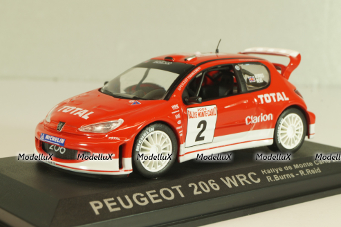 Peugeot 206 WRC #2 Rally Monte Carlo 2003, R.Burns/R.Reid, red, Altaya 1:43