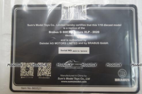 Mercedes G800 Brabus XLP Adventure Pick Up, black, ALM860521, Almost Real 1:18