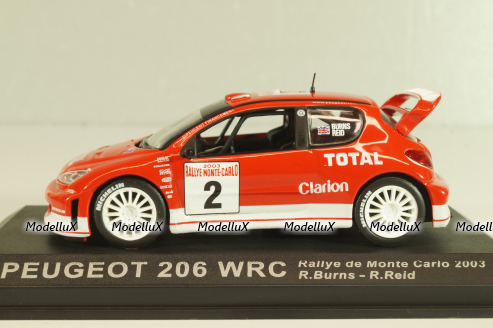Peugeot 206 WRC #2 Rally Monte Carlo 2003, R.Burns/R.Reid, red, Altaya 1:43