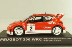 Peugeot 206 WRC #2 Rally Monte Carlo 2003, R.Burns/R.Reid, red, Altaya 1:43