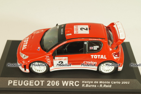 Peugeot 206 WRC #2 Rally Monte Carlo 2003, R.Burns/R.Reid, red, Altaya 1:43