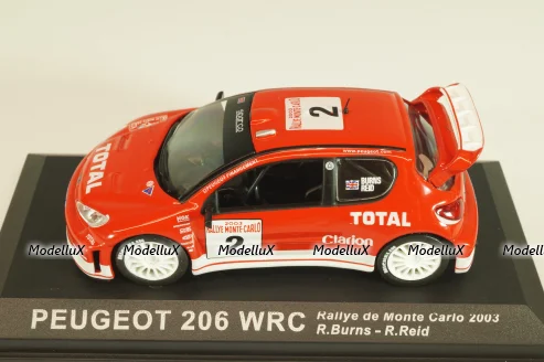 Peugeot 206 WRC #2 Rally Monte Carlo 2003, R.Burns/R.Reid, red, Altaya 1:43