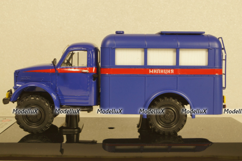 Газ 63 "АМ-2" 1957г с площадкой на крыше, кабина Молотов (Автомобиль Милицейский на шасси ГАЗ-63, Вторая модель), 106304, DiP Models 1:43
