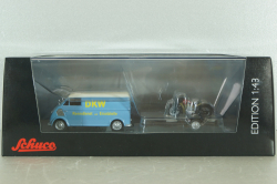 DKW Schnellaster Typ 30  with trailer and 2 motorrad 1955, blue, 450745600, Schuco 1:43