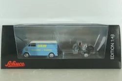DKW Schnellaster Typ 30  with trailer and 2 motorrad 1955, blue, 450745600, Schuco 1:43