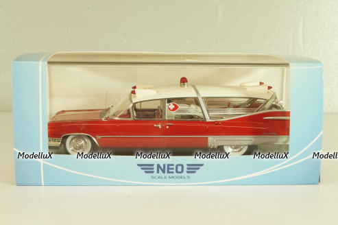 Cadillac S&S Superior Landau Ambulance 1959, red/white, 45260, NEO 1:43