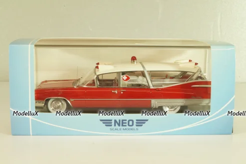 Cadillac S&S Superior Landau Ambulance 1959, red/white, 45260, NEO 1:43