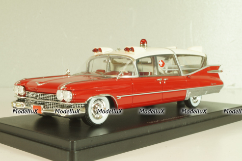 Cadillac S&S Superior Landau Ambulance 1959, red/white, 45260, NEO 1:43
