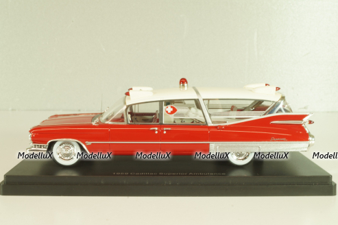 Cadillac S&S Superior Landau Ambulance 1959, red/white, 45260, NEO 1:43