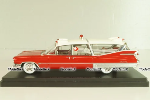 Cadillac S&S Superior Landau Ambulance 1959, red/white, 45260, NEO 1:43
