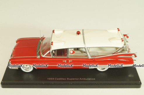 Cadillac S&S Superior Landau Ambulance 1959, red/white, 45260, NEO 1:43